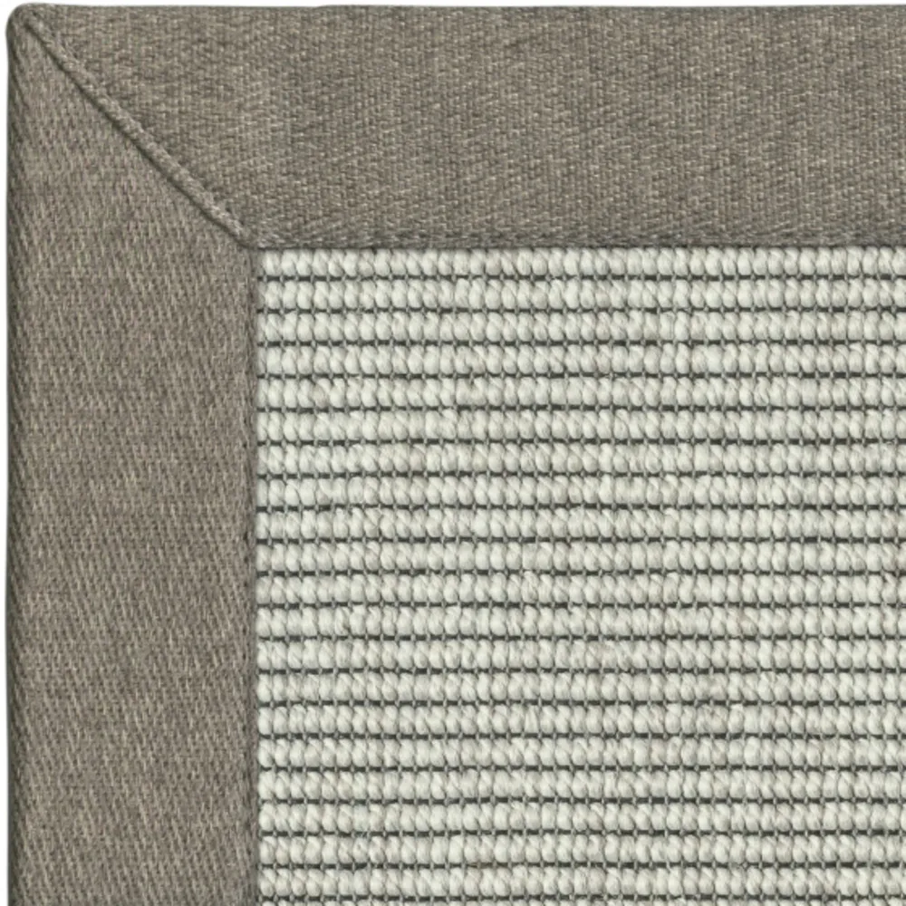 Tapis intérieur / extérieur nusa - blanc craie - ganse marron glacé - 200 x 200 cm